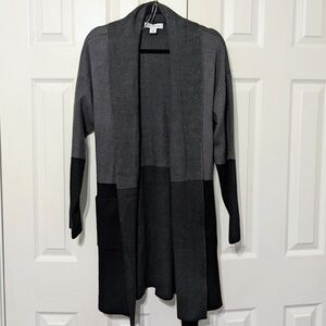 Liz Claiborne Black and Gray Open Cardigan